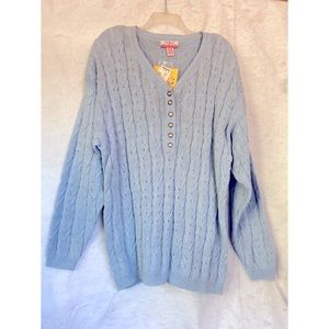 Vintage American Weekend V Neck Cable Knit Sweater